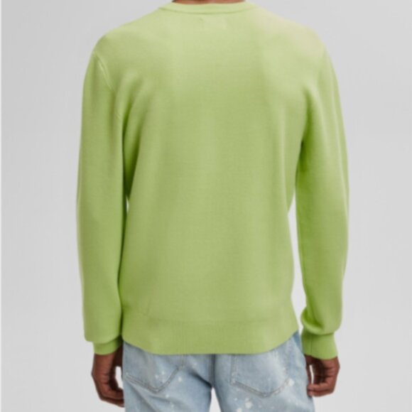 Mode of One Mens Regular Fit Crewneck Sweater Acid Green Color Size XXL - Picture 2 of 8